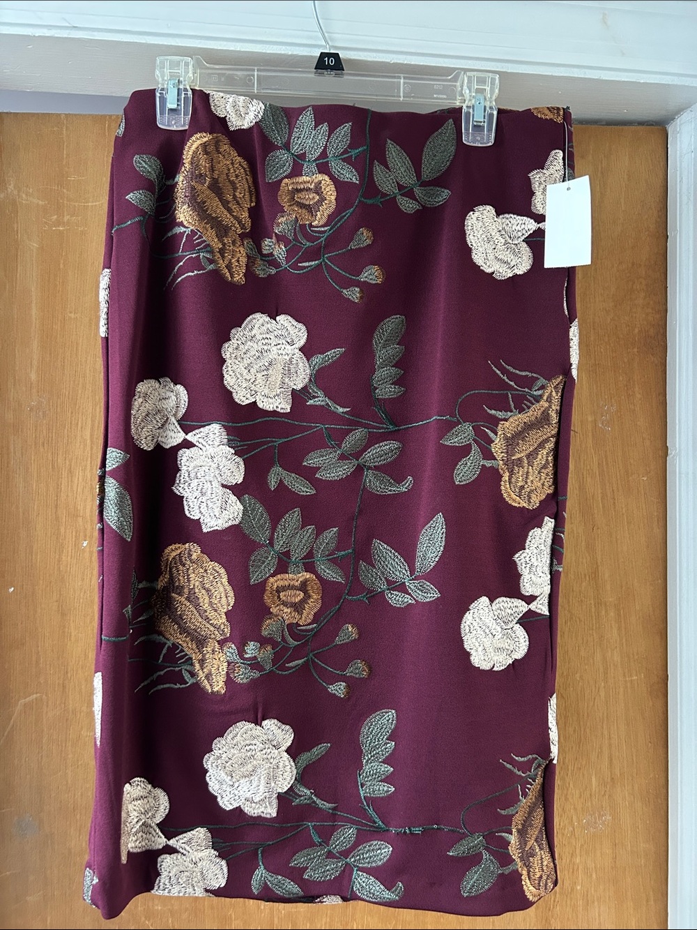 ECI Women's Burgundy Floral Pencil Skirt